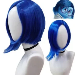 Anime Insidan Ut 2 Sorgsen Cosplay Peruk Kvinnor Män Kort Blå Bob Peruk Rakt Hår Halloween Juldräkt> Peruker