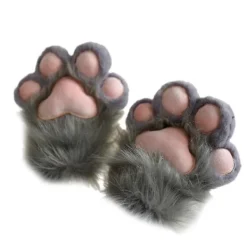 BRONZE Anime Katt Tassar Handskar Furry Plysch Djurtassar Handskar för Flicka Vuxen Halloween Party Kostym Handskar Cosplay Tillbehör Svart [BR]> Tillbehör