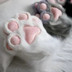 BRONZE Anime Katt Tassar Handskar Furry Plysch Djurtassar Handskar för Flicka Vuxen Halloween Party Kostym Handskar Cosplay Tillbehör Svart [BR]><noscript><img width=