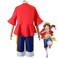 Anime One Piece Cos Suit Monkey D. Luffy Cosplay Kostym Stråhatt Skor Rekvisita Två år senare generationens Kläder Halloween Ny><noscript><img width=