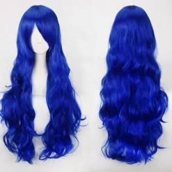 Anime peruk cos knappnät högtemperatur silke 80CM långt lockigt hår-K027-03> Peruker