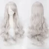 Anime peruk cos knappnät högtemperatur silke 80CM långt lockigt hår-K027-05> Peruker