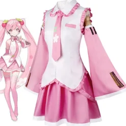 Anime Rosa Hatsune Miku Maid Cosplay Kostym Outfit Peruk Dam Fancy Dress Endast Peruk One Size> Peruker