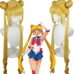 Anime Sailor Moon Cosplay Kostym Tsukino Usagi Uniform Klänning Outfits Cosplay Gul Peruk Halloween Karneval Party Kvinnor Barn S S> Peruker