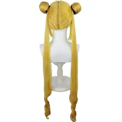 KOOLMEI Anime Sailor Moon Peruk Cosplay Kostym Dam Gyllene långt syntetiskt hår Halloween Party Rollspel Peruker><noscript><img width=