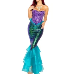 KOOLYOU Anime exig jöjungfru Ariel Prince Kotymer Vuxna kvinnor Halloween jöjungfru makerad uniformer Klä upp nygga paljetter volangklänning V> Dräkter