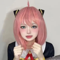 Anime Spy X Family Anya Forger Girls Rosa Cosplay Peruker Hår Acc><noscript><img width=