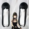 Anime SPY×FAMILY Yor Forger Lång Svart Cosplay Peruk Hårrulle Pl Svart One Size> Peruker