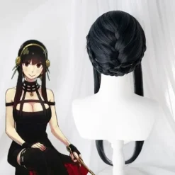 Anime SPY×FAMILY Yor Forger Lång Svart Cosplay Peruk Hårrulle Pl Svart One Size><noscript><img width=