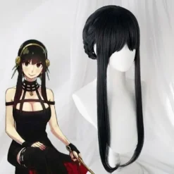 Anime SPY×FAMILY Yor Forger Lång Svart Cosplay Peruk Hårnät Svart One Size><noscript><img width=
