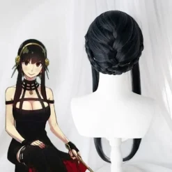 Anime SPY×FAMILY Yor Forger Lång Svart Cosplay Peruk Hårnät Svart One Size><noscript><img width=