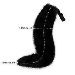 Anime Utklädnad Svans Anime Cosplay Djursvans Vargsvans Kostym för Vuxna Barn (Svart)><noscript><img width=