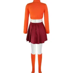 Anime Velma Cosplay Kostym Filmkaraktär Orange Uniform Halloween Kostym För Kvinnor Flickor Cosplay Kostym Peruk V XL><noscript><img width=