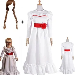 Annabel Film Cosplay Kostym för Kvinnor Barn Vuxen Halloween Kostymer och Peruk Skräck Läskig Fancy Vit Klänning Outfits A endast peruk-FF- One Size | Fyndiq><noscript><img width=