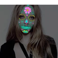 Beau Care Ansiktsbehandling tatuering dekal Bicolor luminescens Vatten till papper Vuxna och barn Halloween påsk jul Rave fest><noscript><img width=