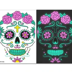 Beau Care Ansiktsbehandling tatuering dekal Bicolor luminescens Vatten till papper Vuxna och barn Halloween påsk jul Rave fest><noscript><img width=