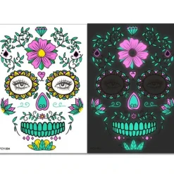 Beau Care Ansiktsbehandling tatuering dekal Bicolor luminescens Vatten till papper Vuxna och barn Halloween påsk jul Rave fest><noscript><img width=