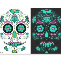 Beau Care Ansiktsbehandling tatuering dekal Bicolor luminescens Vatten till papper Vuxna och barn Halloween påsk jul Rave fest><noscript><img width=