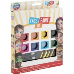 Moxy Ansiktsfärger för barn – komplett set med penslar, svamp och sm> Smink