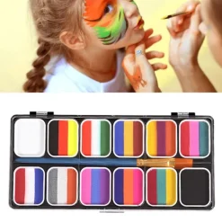 Ansiktskroppsfärgpalett Halloween Party Makeup Ansiktsmålningsset med pensel för barn vuxen><noscript><img width=