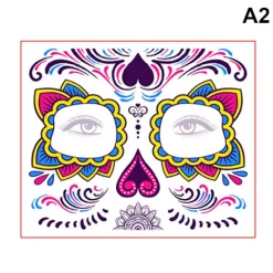 Ansiktsmakeup Klistermärke Special Vattentät Ansiktstatuering Dödens Dag Skalle Ansikte Utklädnad Halloween Temporära Tatuerings Klistermärken> Smink