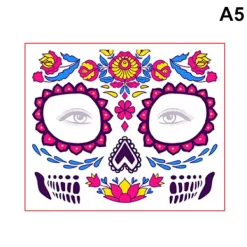 Ansiktsmakeup Klistermärke Special Vattentät Ansiktstatuering Dödens Dag Skalle Ansikte Utklädnad Halloween Temporära Tatuerings Klistermärken> Smink