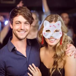 Ansiktsmask för djur - Räv, Katt, Cosplay-kostym, Huvudbonad för Karneval, Maskeradfest, Tillbehör><noscript><img width=