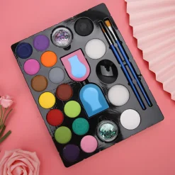 Ansiktsmålning Set för Barn, Glitterpulver och Kroppsmålning Pigment Kit för Barns DIY Kosmetik, Konst och Hantverk Verktygsset><noscript><img width=