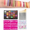 Ansiktsmålningskit 30 Färger med 10 Penslar Vänlig för Känslig Hy Hypoallergen Ansiktsmålningspalett Set för Cosplay Halloween> Smink