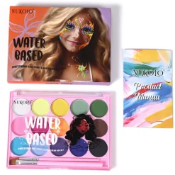 Ansiktsmålningskit, 15 färgers ansiktsmålningspalett med 2 penslar, tvättbara ansiktsfärger säker kroppsmålning för vuxna barn> Smink