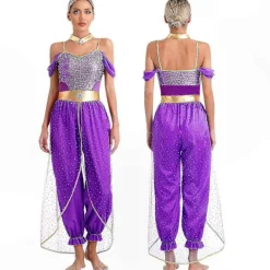 Arabisk Prinsessa Kostym för Kvinnor Bollywood Inspirerad Ädelsten Jumpsuit Magdans Outfit_Billiga Gåvor 4XL> Dräkter