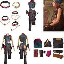 Arcane: League of Legends Ung Jinx Powder Cosplay Kostym+Halsband Rollspel Endast Kostym Women L> Dräkter