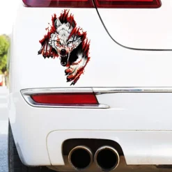 Arg Varg Bilsticker, Varg Bilsticker 3D Bil Varg Huvud Sticker><noscript><img width=