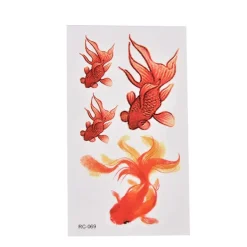 Ark med falska tatueringar 3D Guldfisk Vattentät Temporär Tatuering Guldfisk Flicka Tatto Klistermärken Flash Tatuering> Smink