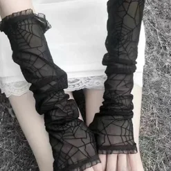 Armbågslånga Mesh Spets Långa Handskar Transparenta Spindelvävshandskar Halloweenhandskar> Tillbehör