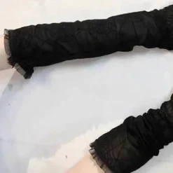 Armbågslånga Mesh Spets Långa Handskar Transparenta Spindelvävshandskar Halloweenhandskar><noscript><img width=