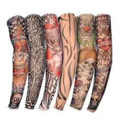 Armtatueringsärmar, 6-pack män falska tillfällig tatuering Nylon Armstrumpor Elastisk Biker Sleevelet för Halloween> Smink