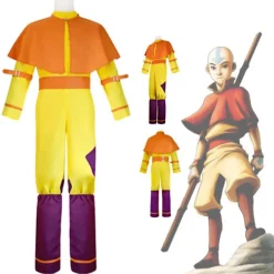 Avatar: The Last Airbender Avatar Aang Cosplay Kostym Jumpsuit Outfits Halloween Karnevaldräkt M> Dräkter