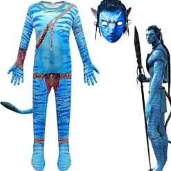 Avatar Waterways Alien Costume Set, Cosplay Costume Dark Blue Woman 120cm Light Blue Man 120cm> Dräkter