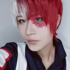 AVEKI Anime My Hero Academia Todoroki Shoto Cosplay Multi-Color Peruk, med lugg inklusive värmetålig för vuxen, röd-485> Peruker