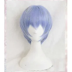 Ayanami Rei Peruk Kort Ljusblå Värmebeständig Syntetisk Hår Cosplay Huvudbonad Hårnålar + Perukmössa> Peruker