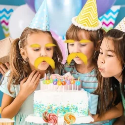 AIZHENCHEN (AZC) Gul mustasch och ögonbryn falskt skägg för barn och vuxna, rollspel Halloween kostymtillbehör roliga festfavörer för män och kvinnor><noscript><img width=