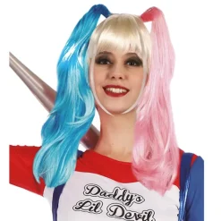 Sweden Quickstyle Bad Girl Harley Quinn Peruk med Lugg one size> Peruker