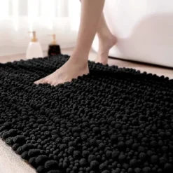 Badrumsmatta 50 x 80 cm, Superabsorberande Plyschmikrofiber, Halkfri Badrumsmatta, Maskintvättbar, Lämplig För Bad, Dusch Och Badrum, Svart> Smink