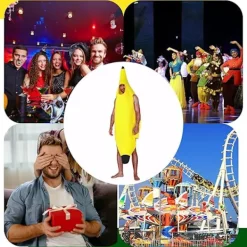 Banan-dräkt för vuxna och barn, enkel gruppdräkt för Halloween, julfester><noscript><img width=