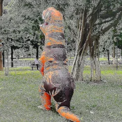 Barn & Vuxen Dinosaur Uppblåsbar Cosplay Kostym T-rex Anime Tecknad Festklänning Kostymer Halloween Kostym><noscript><img width=