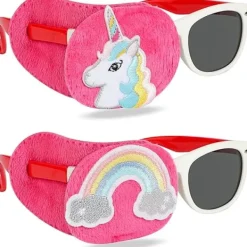 Barn ögonlapp 2 stycken, Höger öga medicinsk ögonlapp för ortoptist amblyopi vuxna och barn, Enhörning ögonlapp täcker glasögon ögonlappar för> Masker