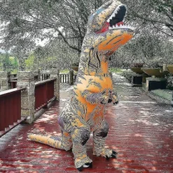 Barn och vuxna dinosaurie uppblåsbar cosplay kostymer T-rex anime tecknad film festklänning kostymer Halloween kostym lila><noscript><img width=