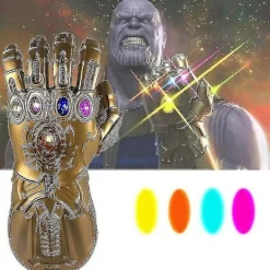 HKWWW Barn Thanos Handskar Infinity Gauntlet Med Led-ljus Avengers 4 Cosplay Leksak[HK]> Tillbehör