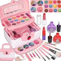 Barnens sminkset för flickor, tvättbart barnset flickor, flickors smink barnleksaker julklapp födelsedagspresenter för 4 5 6 7 8 9 10 år gamla Gi> Smink
